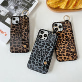 Leopard Print Wrist Strap Phone Case
